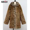 XIKOI abrigo de piel sintética de lujo de alta calidad para mujer abrigo de invierno cálido moda leopardo piel artificial mullidas abrigos de mujer chaqueta Y200926