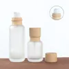 50ML 110ML 150MLFrosted Glass Jar Cream Bottles Round Cosmetic Jars Hand Face Lotion Pump Bottle with wood grain cap