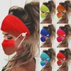 Mulheres headband e máscara facial graduada cores acessórios de cabelo cabeça faixa com máscaras botão para esporte yoga