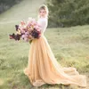 Country Boho Two Piece Wedding Dresses A Line Tulle kjol Sweep Train Country Brudklänningar spetsar långärmade kläder de Mariee Z34290T