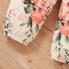 Roupas de bebê recém -nascidos, folhas de estampa de roupas de flores de manga longa calça floral Bandas de cabeça 3pcsset boutique infantil