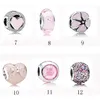 S925 cuentas de plata esterlina Pandora Charms pulsera amor rosa cristal DIY cuenta para pulseras joyería