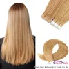 #16 PU Skin Weft Echthaar-Tape-In-Extensions, 20 Stück, hellblond, nahtlos, brasilianisches Remy-Glatthaar, unsichtbar auf dem Kleber