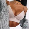 Hot Sale Seamless Gym Bra Summer Bralette Crop Top Sexy Pink Strappy Suede Cami Camisole Casual Women Tops Workout Underwear