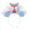Rainbow Color Mermaid Hair Band Europejski i Amerykański Party Akcesoria do włosów Princess Net Yarn Flower Animal Hair Akcesoria