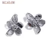 Kcaloe Blue Transparent Crystal Big Flowers Pendientes para mujeres Contabilidad de la boda del diamante