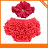 2020 12 do bebê Cor Satin Ruffle Bloomers Pant Fralda Tampa Com Headband infantil Lace PP Calças da criança Crianças Ruffled Algodão Bloomers Roupa interior