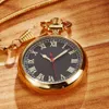 Lüks Gümüş Mekanik Pocket Saat Aydınlık Eller Erkekler Kadınlar Altın Renk Romen Rakamları Fob Zinciri Rusya Otomatik İyi Saat CX200807