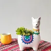 Alpaca Planter Resina Llama Maceta para plantas suculentas Pintado a mano Animal Pot Bonsai Home Garden Decoración de escritorio Y200723