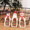 Christmas Tree Decoration Hanging Wooden Hollow Santa Snowman Reindeer Carve Pendant Ornaments Xmas Holiday Party Favors