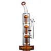 Oranje driearmige boompercs Glazen bubbler rookpijp water Glazen waterpijp 13 inch met 14 mm bowl