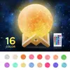 Lampada da tavolo al chiaro di luna a luce lunare magica notturna a LED 3D Lampada da tavolo al chiaro di luna ricaricabile tramite USB Colori chiari 3D continui per la decorazione domestica Luci natalizie