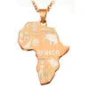 la venta caliente del collar colgante mapa de África 4 Colorfor hombres de las mujeres de la joyería de Etiopía Dog Tags colgantes Collares Hip Hop para los regalos Boy joyería