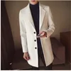 S-5XL Mäns Solid Färg Ull Coat England Middle Long Coats Jackor Slim Fit Male Homme Vinter Overcoat Woolen Korean1