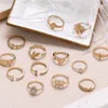 13 pcs / set Vintage Jesus Rings Set Mulheres Crystal Fashion Cruz Folha oca Geometric Mid dedo Anéis partido Jóias Acessórios