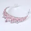 Nieuwe mode barokke luxe roze kristal bruids kroon tiaras dames diadem tiaras voor meisje bruid bruiloft haaraccessoires y2008071166217