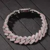 Hot Selling Vogue Hiphop Bransoletka, Moda Diamante Łańcuchy Ręczne, Silver Pink Color Strip Cuban Chain, 7 cali 8 calowe Big Bransoletki do łańcuchów męskich