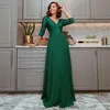 2020 nouvelle mode maxi robes sexy col en V profond paillettes vin rouge vert blanc manches 3/4 robes de soirée banquet hôte robe de soirée