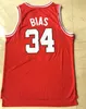 University of Maryland Len #34 Bias Basketball Jersey Red Yellow All Ed och broderi Size S-2XL