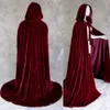 Christmas Cloaks Gothic Hooded Velvet Kapturem Cloak Gothic Wicca Robe Medieval Witchcraft Larp Przylądek Kobiety Kurtki Ślubne Okładki