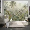 Mlofi Custom Large Wallpaper Mural Medeltida Handmålade Tropisk Rainforest Plant Banana Leaf TV Bakgrundsvägg