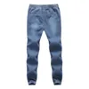 Мужские осенне-зимние беговые брюки, новые модные мужские повседневные осенние джинсовые хлопковые эластичные рабочие брюки на завязках, джинсы Pants259J