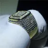 Male Hiphop ring Yellow Gold Filled 925 silver Pave setting 5A zircon Stone Anniversary Party Band Rings for Men Jewelry1144710