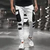 Calças masculinas mens moda streetwear multi bolsos carga harem hip hop casual faixa masculina harajuku corredores calças