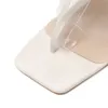 Sandals 2021 Summer Women 9.5cm High Heels Strappy Block Fetish Transparent Sandles Lady Stripper Sexy Up Toe Chunky Shoes