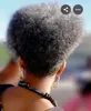 crépus gris salé cordon de serrage queue de cheval cheveux humains court haute afro crépus gris cheveux humains queue de cheval bouffée extension chignon afro 100g 120g