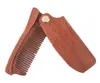 Peigne à barbe professionnel vert/rouge bois de santal pliant outils de toilettage de barbe peigne hommes femmes brosses à cheveux en bois demander