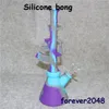 11 "Shisha Hookah Glass Dab Rig Silicone Bong Water Pipe with Glass Bowl Portable Hookahs Unbreakable Food Grade