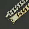 Mode 20 mm Nouvel Hip Hop Mens Gold Bling Diamond Cuban Link Link Chain Collier Choker masculin Bijoux Jewelry Heavy Miami Curb Chaines pour hommes