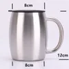 Beer Mug Coffee Tumbler 400ml 14oz 18/8 Stainless Steel Belly Camping Tea Cup 2 Walls No Vacuum Water Insulated Glass Optional Lid