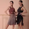 Haut et jupe de danse latine à pompon pour femmes