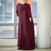 Zanzea Mulheres Sundress Plus Size Hooded Maxi Vestido Vintage Vestido de Linho de Algodão Feminino Casual Vestidos Manga Longa Robe 5xl 200928