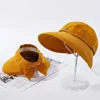 Breed Brim Sun Hoeden Dames Zomer Casual Strandhoed Femme Dames Knop 2 Draag Lege Top Hoeden voor Dames Ademend Visor Caps