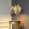 Postmodern Polyhedron Hängande Ljus Restaurang Creative Rostfritt Stål Mesh Geometrisk Diamond Diamond Pendant Lamp Fri frakt