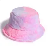 Nowy Różowy Faux Futro Wiadro Kapelusz Dla Kobiet Dziewczyna Rainbow Tie Dye Miękkie Ciepłe Wędkarstwo Fisherman Gorros Winter Lady Gifts