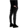 Denim skinny alla svarta smala passform raka män solid färg hög gata biker jeans mx200814