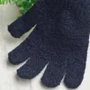 Guante de baño exfoliante negro con forma de cinco dedos Guantes de baño de cinco dedos Guantes negros intrafamiliares Suministros de baño para el hogar