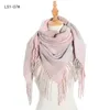 Scarfs for Women Fashion Square Scarf Färgglada Tartan Med Tassels Vinter Varm Scarves Sjal Wrap Neck Gaiter