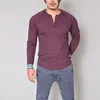 Camisetas para hombres Base Tees Sólido Top T SHIRT Otoño Manga larga Algodón Slim Fit Hombres Muscle Gimnasio Camiseta Casual Talla grande