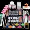 22 I 1 Manicure DIY Basic Starter Kit Color Glitter Akryl Powder Brush Pen For Practice 3D False Nail Art Full Set1643131