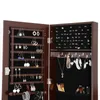 Standing Full Length Mirror Jewelry Cabinet Armoire Storage Organizer Brown LB542057751