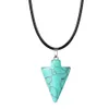 Natursten pil huvud hängande halsband för kvinnor män arrowhead helande punkt lycklig chakra helande rike charm kristall smycken 12st / lot