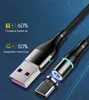 Cables magnéticos con el tipo de círculo LED C / Micro USB Cables de cables para Samsung S20 Note10 Cable de teléfono inteligente 1m 3 pies