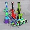 Kit NC en silicone avec embouts en titane de 14 mm Hookahs Dab Straw Oil Rigs Tuyau de fumée en silicone Tuyaux en verre Bécher Bongs Accessoires pour fumeurs