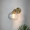 Brass Wall Light Green Clear Glass Vintage Pumpkin Lamp Hotel Cafe Porch Corridor Bedside Bathroom Japan Style Mirror sconce