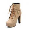 MCCKLE Plus Size Ankle Boots Women Platform High Heels Female Lace Up Women's Shoes Buckle Woman Short Boot Ladies Footwear CX200820